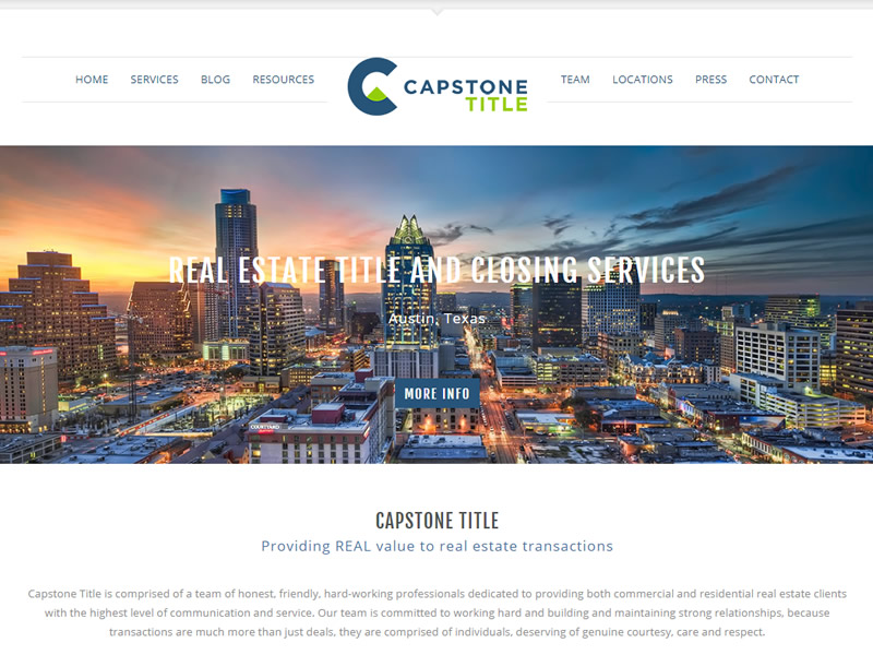 Capstone Title - www.capstonetitletx.com - Website for Austin Title Company designed by McGee Technologies.