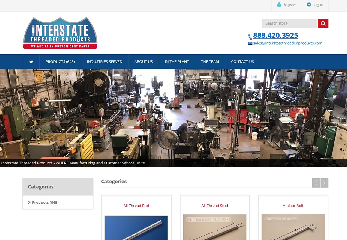 Interstate Threaded Products - www.interstatethreadedproducts - Modified a NopCommerce theme to improve look of website.