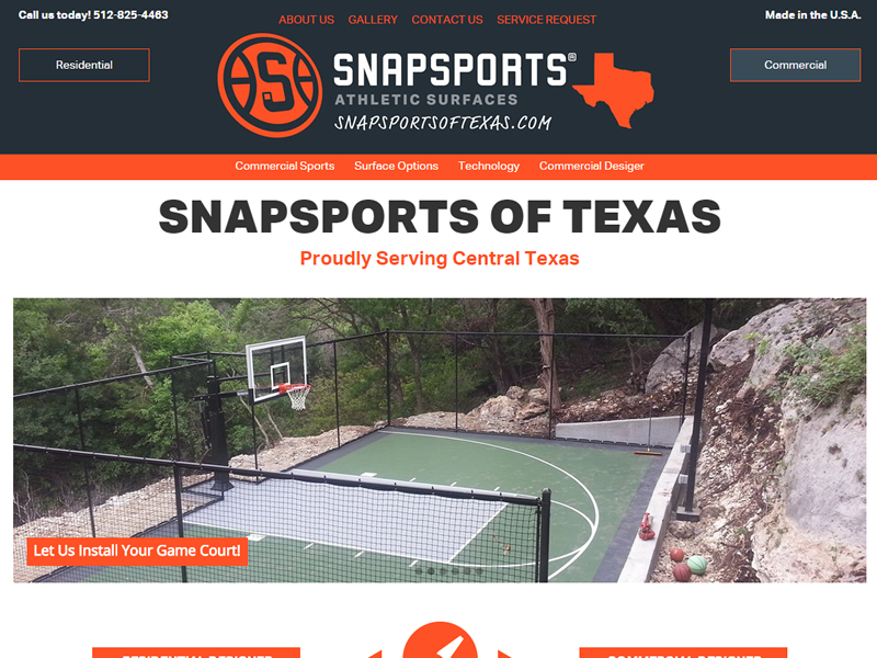 Snapsports of Texas - www.snapsportsoftexas.com - Website for Athletic Court building company in Austin, TX.